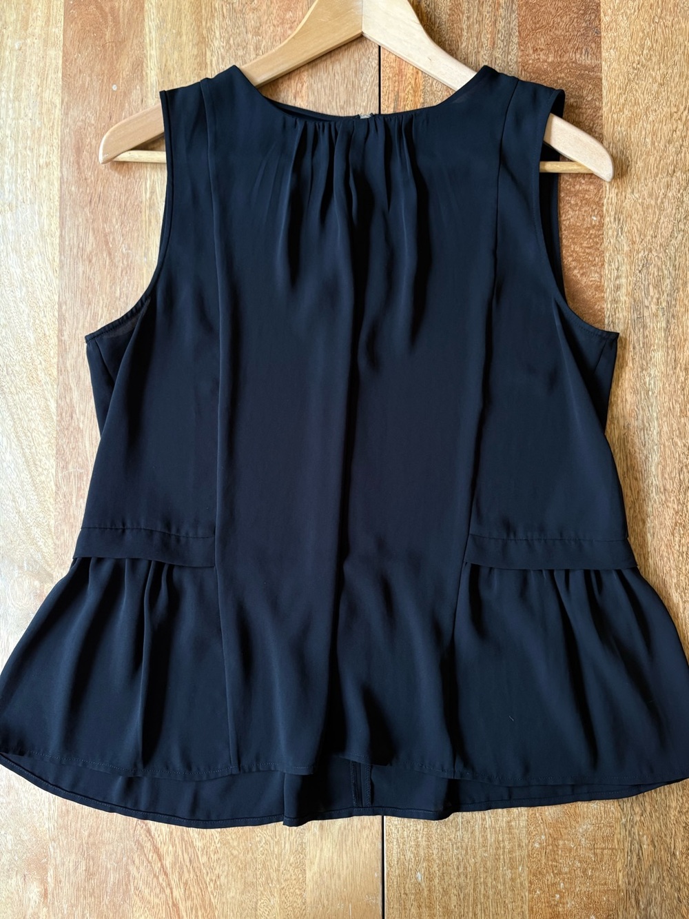 Vintage J. Crew Black Sleeveless Peplum top with zipper back detail size 8